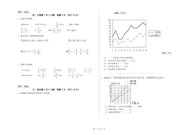 平顶山市实验小学六年级数学【下册】能力检测试题 附答案.doc_第2页