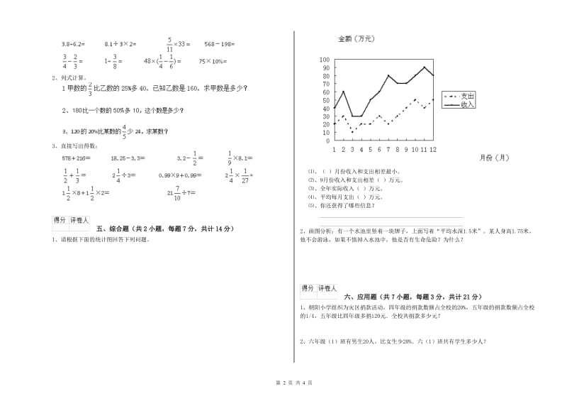 忻州市实验小学六年级数学下学期能力检测试题 附答案.doc_第2页