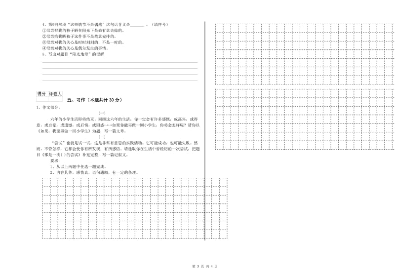 普洱市实验小学六年级语文下学期能力测试试题 含答案.doc_第3页