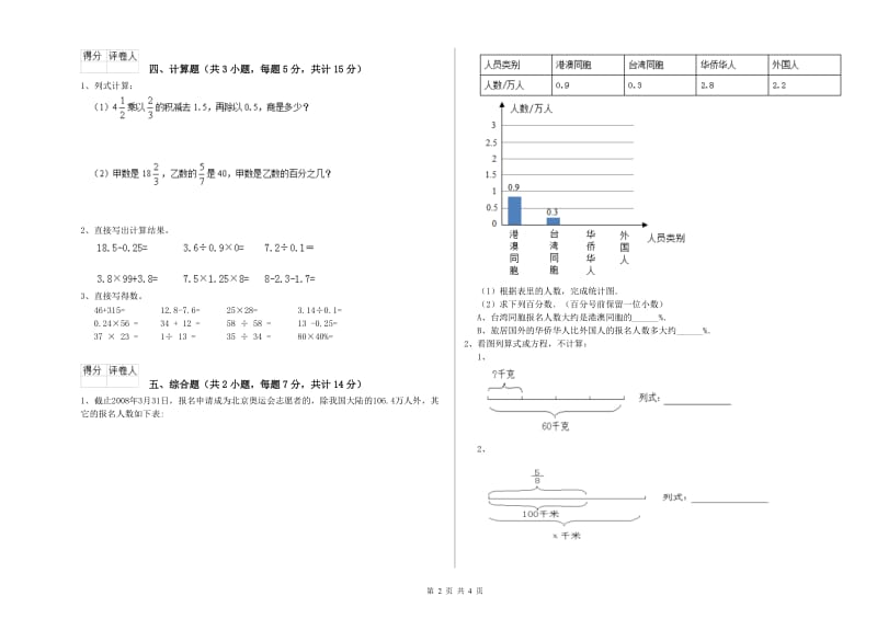 昆明市实验小学六年级数学【上册】综合练习试题 附答案.doc_第2页