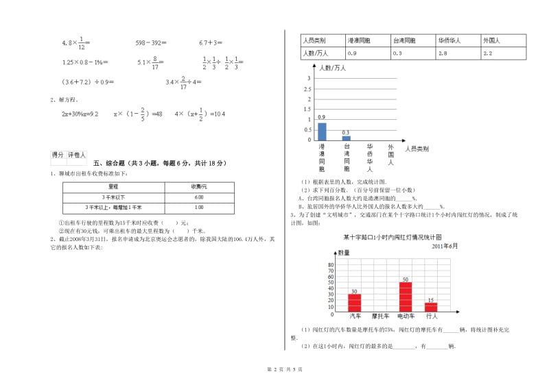 实验小学小升初数学考前练习试卷A卷 人教版（附解析）.doc_第2页