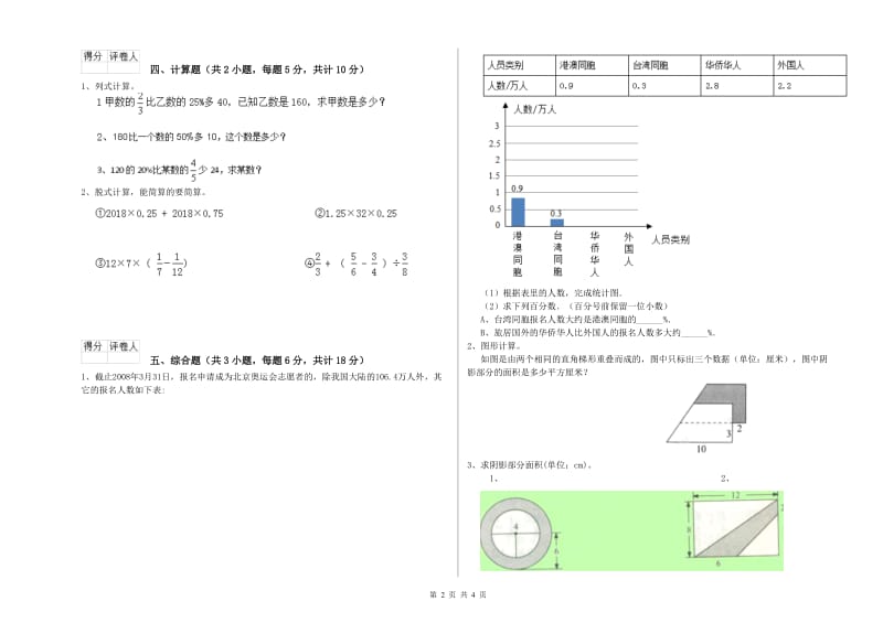 实验小学小升初数学模拟考试试卷A卷 江苏版（附答案）.doc_第2页