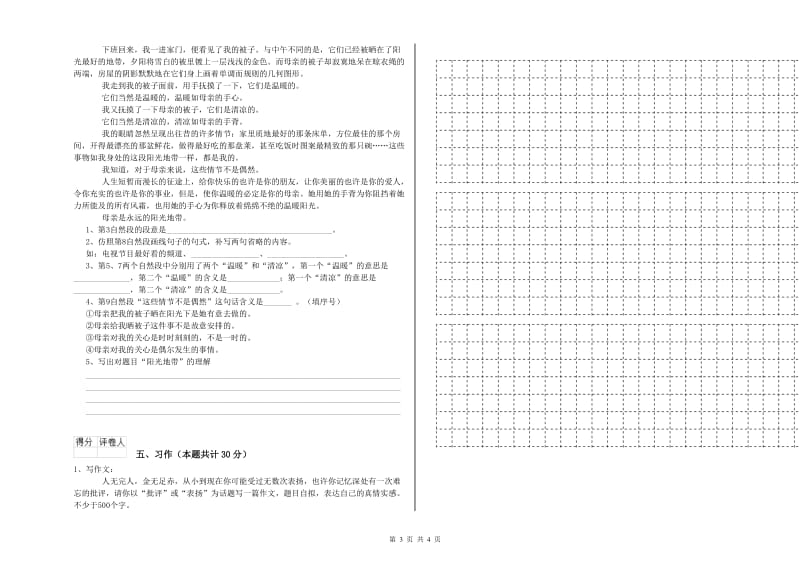 实验小学六年级语文下学期过关检测试卷 长春版（附答案）.doc_第3页