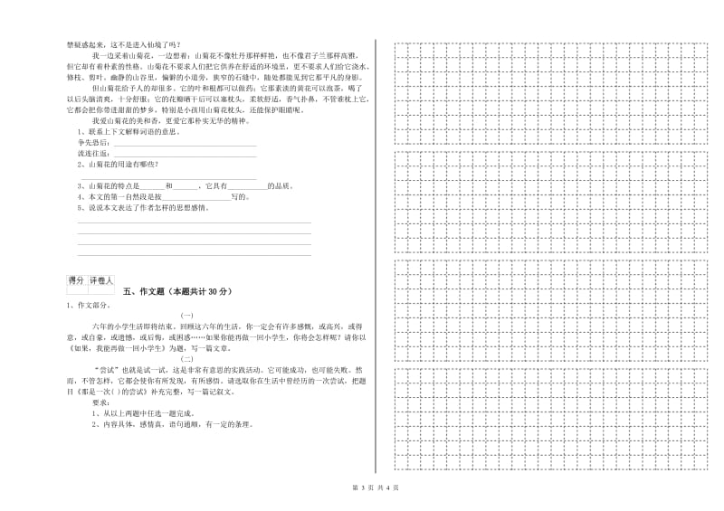 成都市重点小学小升初语文考前检测试卷 含答案.doc_第3页