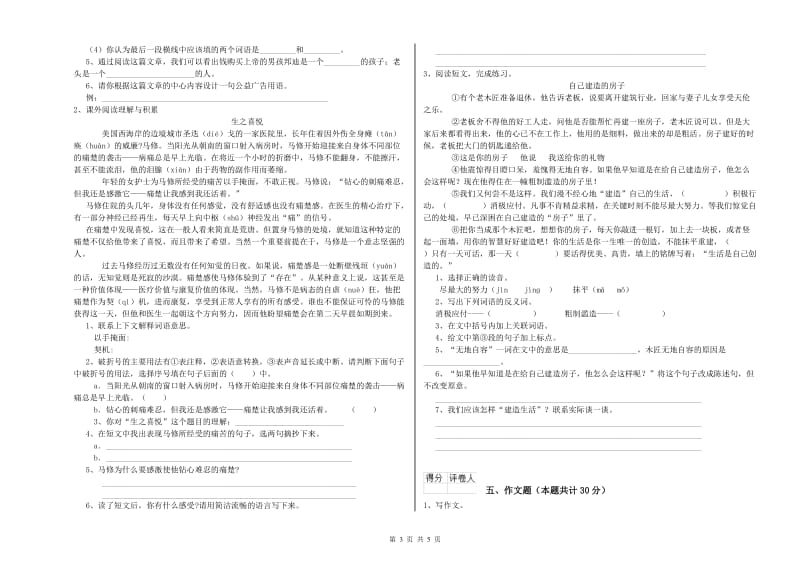 山东省重点小学小升初语文全真模拟考试试卷A卷 附答案.doc_第3页