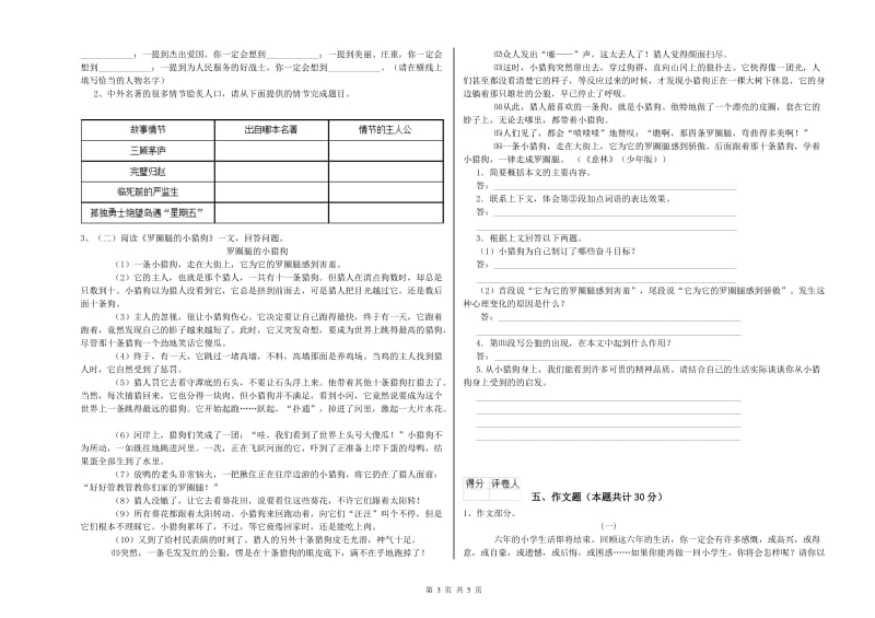 攀枝花市重点小学小升初语文模拟考试试卷 附解析.doc_第3页