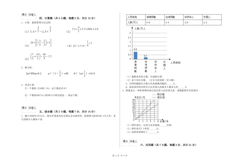 果洛藏族自治州实验小学六年级数学上学期过关检测试题 附答案.doc_第2页