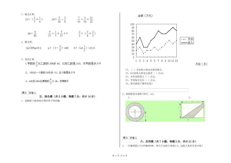 昌都市实验小学六年级数学【上册】开学考试试题 附答案.doc_第2页