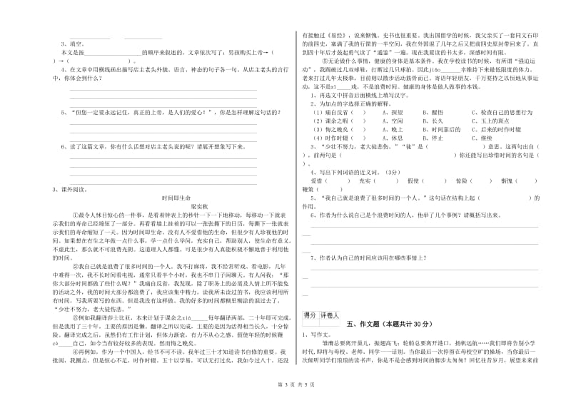 庆阳市重点小学小升初语文考前练习试卷 含答案.doc_第3页