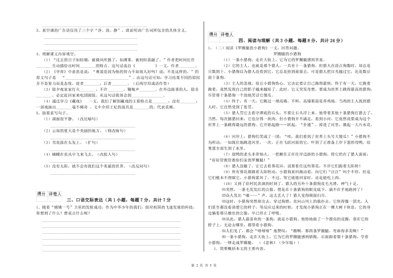 拉萨市重点小学小升初语文每周一练试卷 附答案.doc_第2页