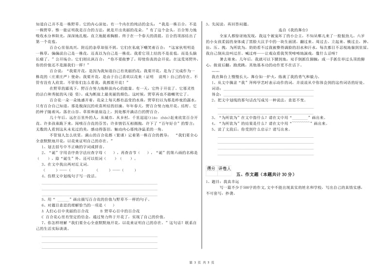 抚顺市重点小学小升初语文全真模拟考试试卷 含答案.doc_第3页