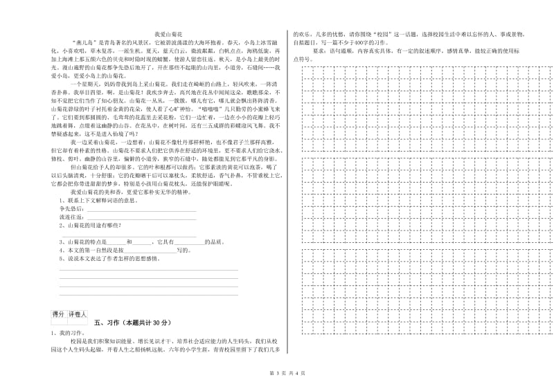 曲靖市实验小学六年级语文下学期过关检测试题 含答案.doc_第3页