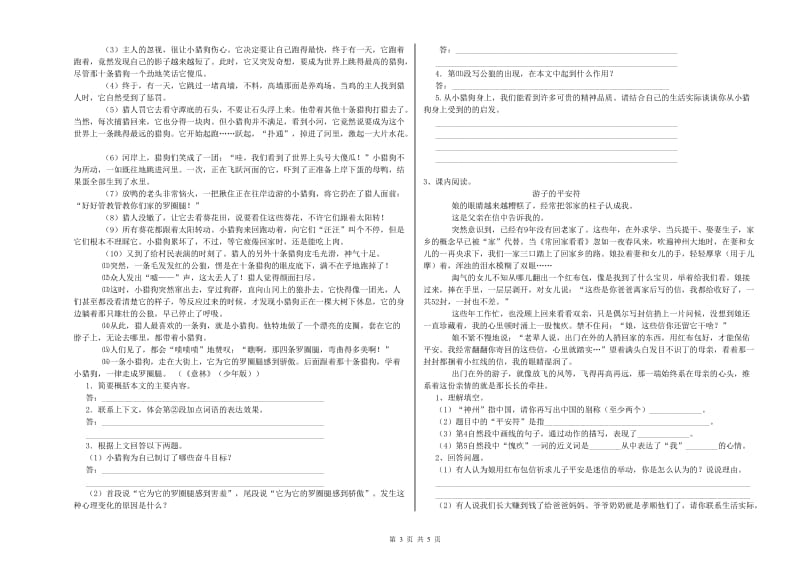 山东省重点小学小升初语文每日一练试卷 含答案.doc_第3页