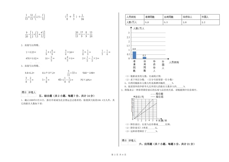 新人教版六年级数学【下册】自我检测试题A卷 附答案.doc_第2页