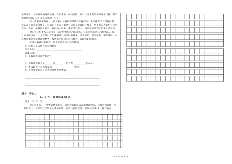 实验小学六年级语文下学期考前检测试卷 豫教版（附解析）.doc_第3页