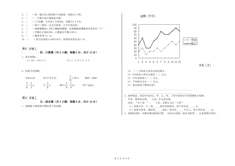 实验小学小升初数学考前检测试卷A卷 浙教版（含答案）.doc_第2页