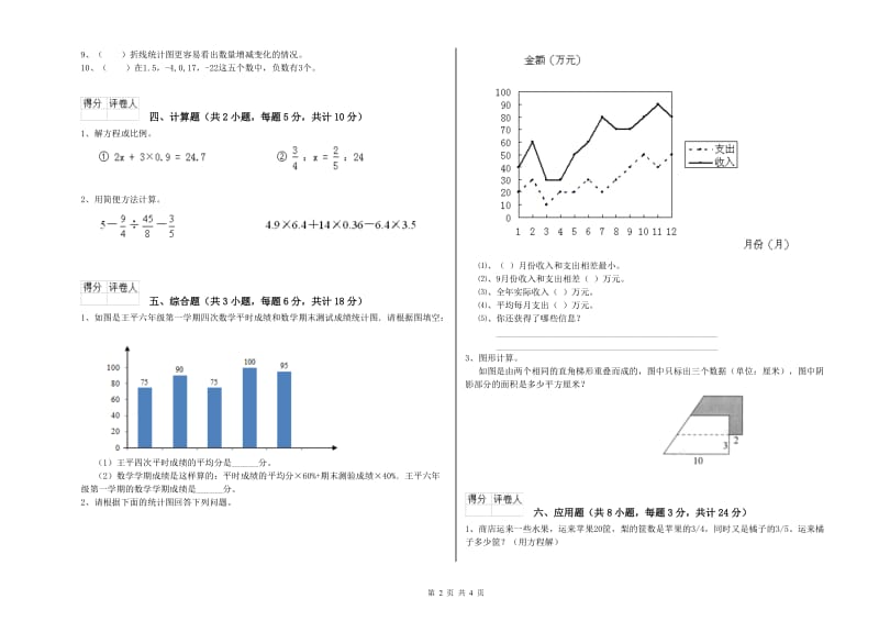 实验小学小升初数学考前练习试题 沪教版（附解析）.doc_第2页