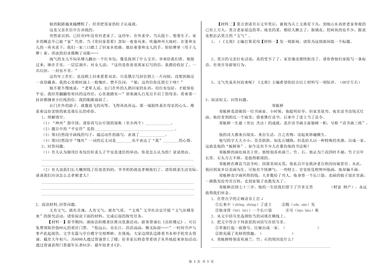 杭州市重点小学小升初语文自我检测试卷 附答案.doc_第3页