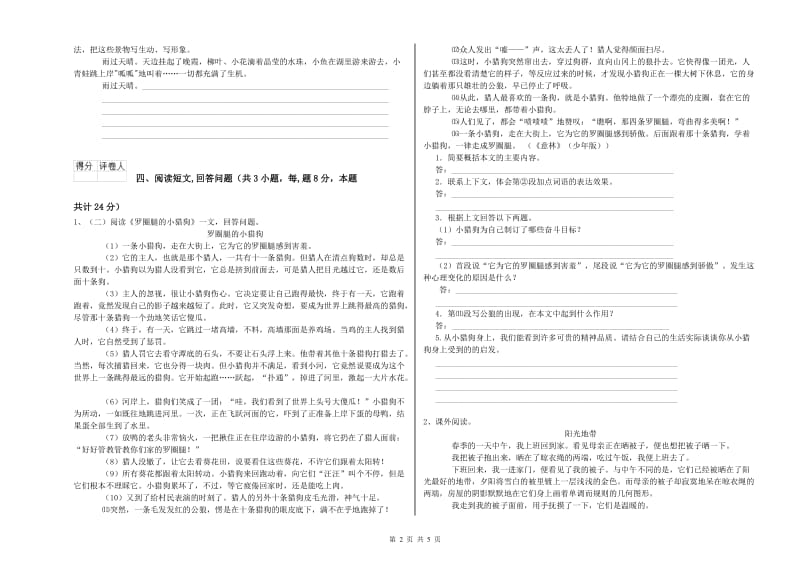 柳州市实验小学六年级语文下学期提升训练试题 含答案.doc_第2页