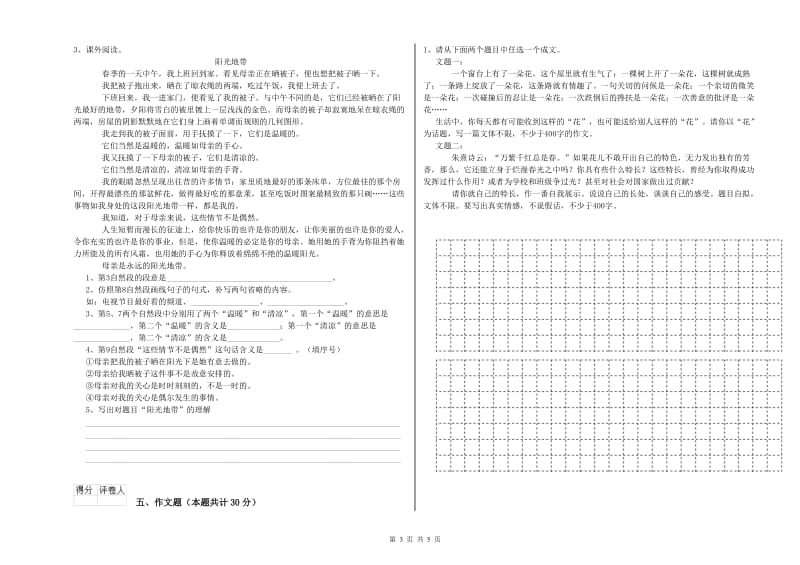 恩施土家族苗族自治州重点小学小升初语文自我检测试卷 含答案.doc_第3页