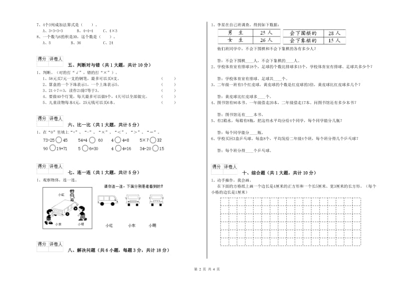 山东省实验小学二年级数学上学期期中考试试题 附解析.doc_第2页