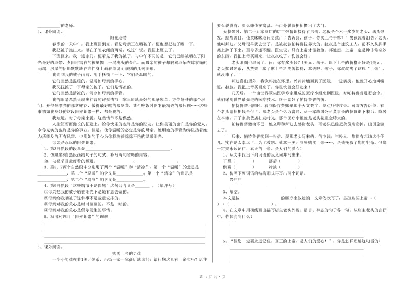 常德市重点小学小升初语文提升训练试卷 含答案.doc_第3页