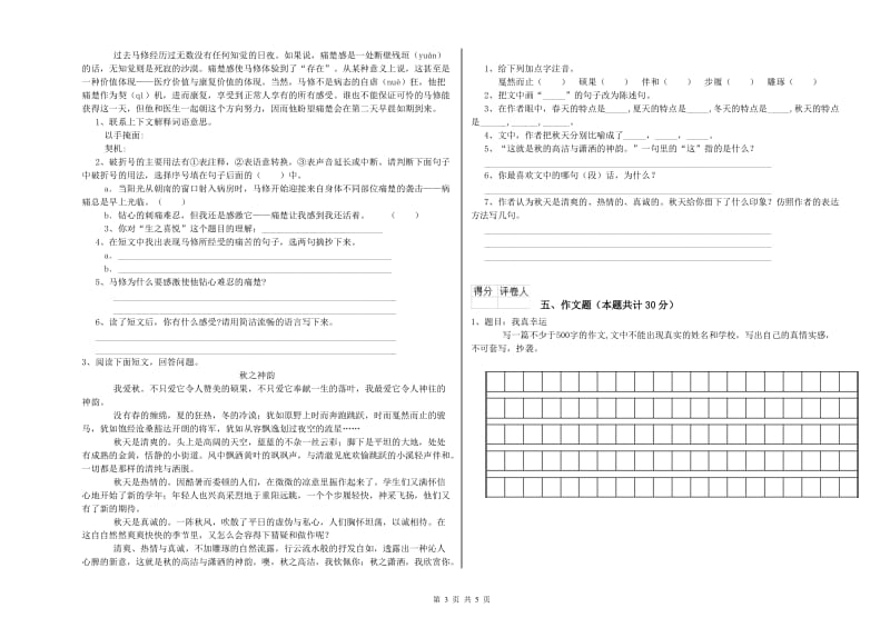 山西省小升初语文考前练习试题D卷 附答案.doc_第3页