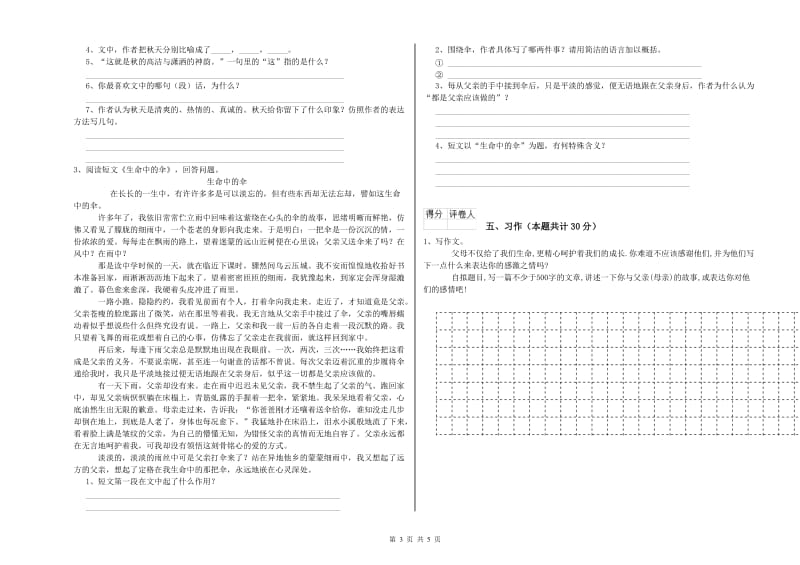 株洲市实验小学六年级语文下学期开学检测试题 含答案.doc_第3页