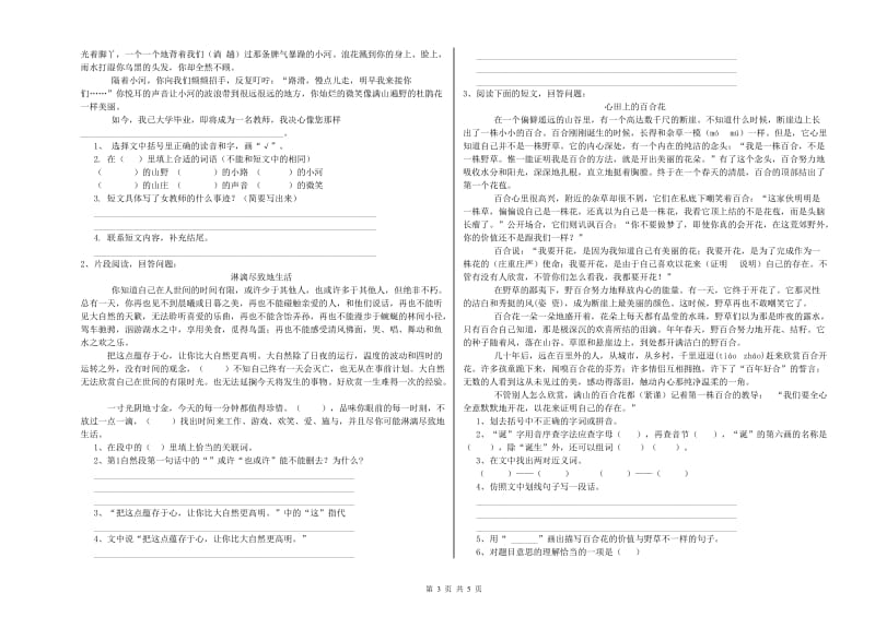 晋中市重点小学小升初语文全真模拟考试试卷 含答案.doc_第3页