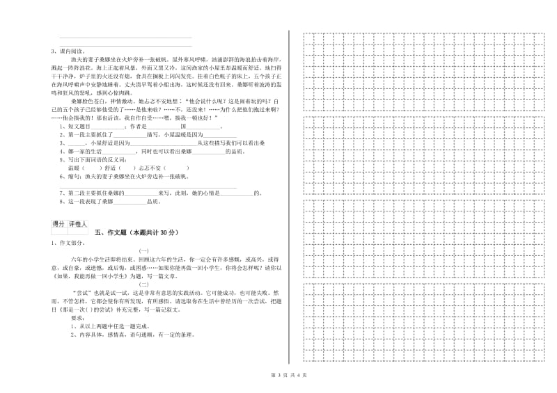 山东省重点小学小升初语文考前检测试卷C卷 含答案.doc_第3页