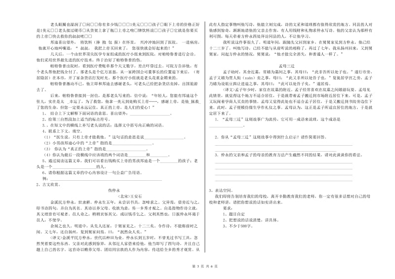 宿州市重点小学小升初语文考前练习试卷 含答案.doc_第3页