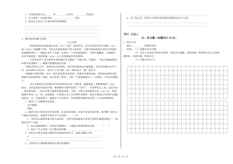 广东省小升初语文考前练习试卷 含答案.doc_第3页