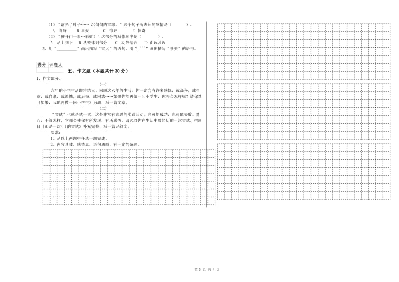 延安市重点小学小升初语文自我检测试卷 附答案.doc_第3页