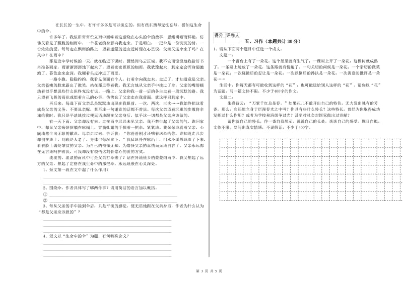 汕头市实验小学六年级语文【下册】全真模拟考试试题 含答案.doc_第3页