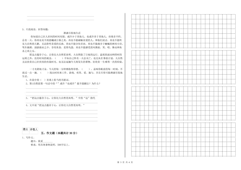 汕头市重点小学小升初语文模拟考试试卷 附答案.doc_第3页