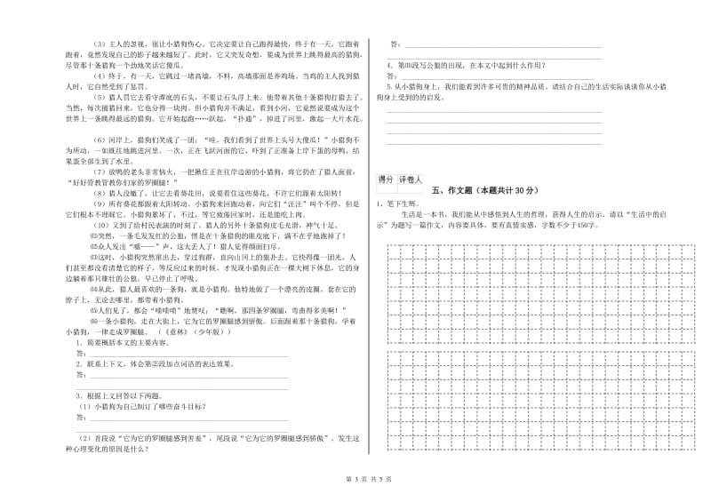 柳州市重点小学小升初语文能力检测试题 附答案.doc_第3页