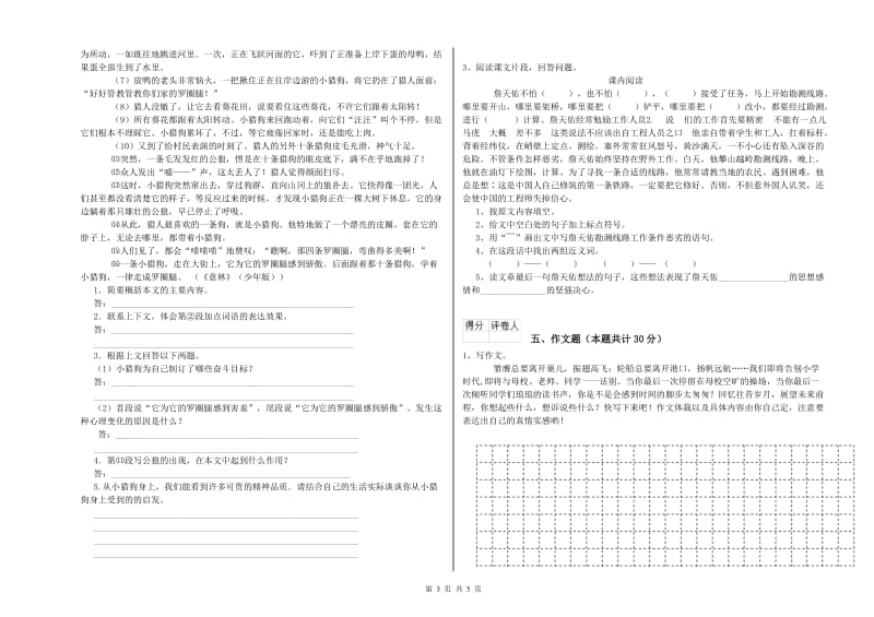 揭阳市重点小学小升初语文全真模拟考试试卷 附答案.doc_第3页