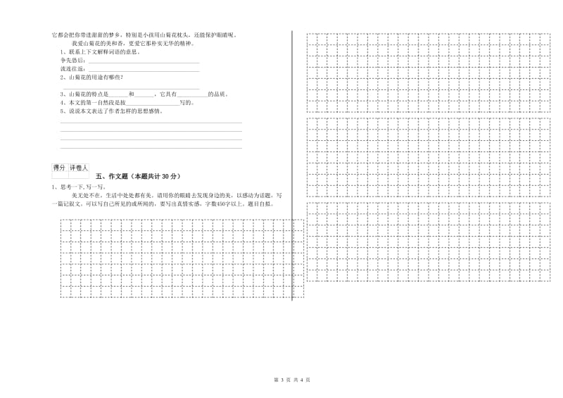 延安市重点小学小升初语文考前练习试卷 附答案.doc_第3页