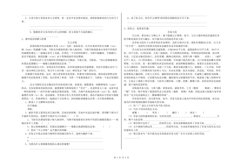 榆林市重点小学小升初语文模拟考试试题 附答案.doc_第3页