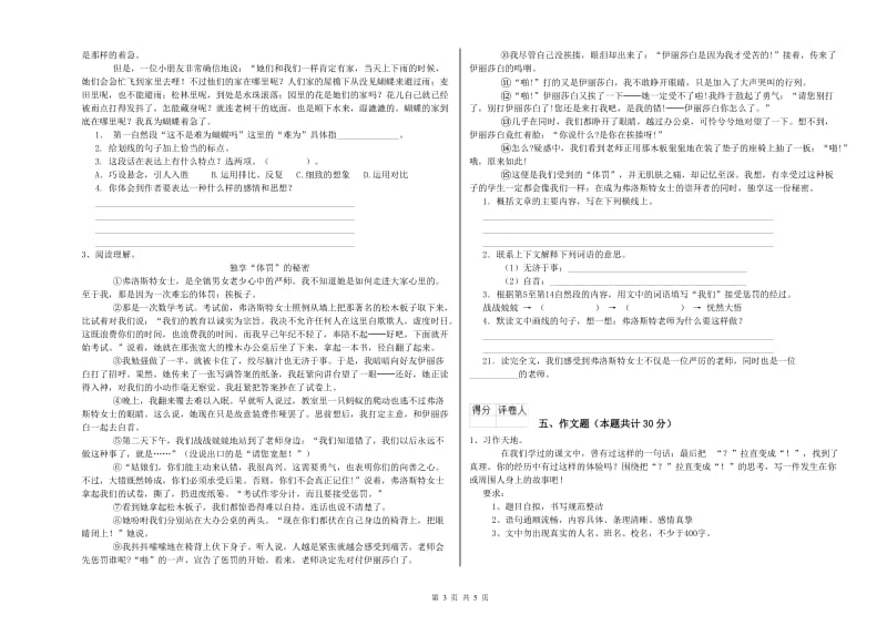 山东省重点小学小升初语文模拟考试试卷A卷 附答案.doc_第3页