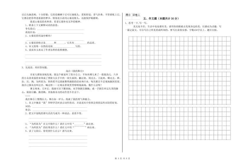 广安市重点小学小升初语文考前检测试卷 附答案.doc_第3页