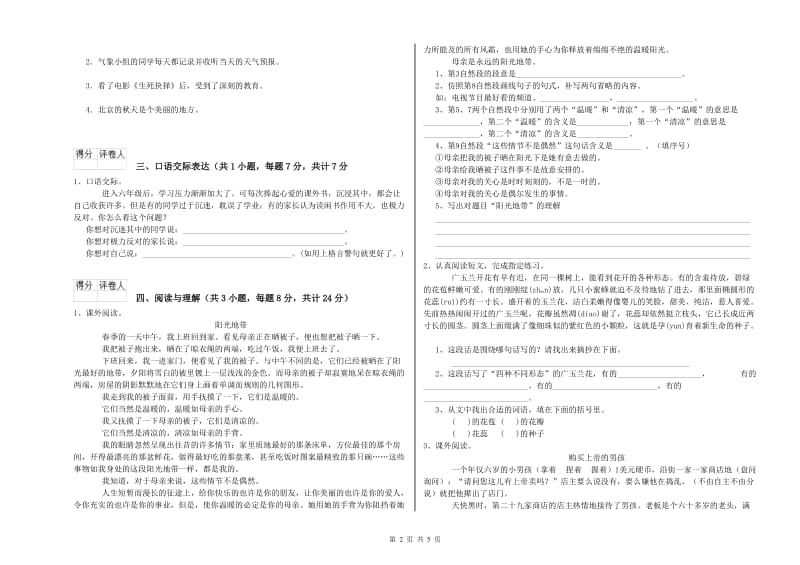 宿迁市重点小学小升初语文考前检测试题 附答案.doc_第2页