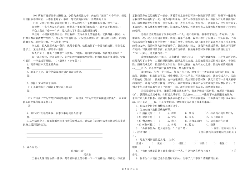 忻州市重点小学小升初语文考前练习试卷 含答案.doc_第3页