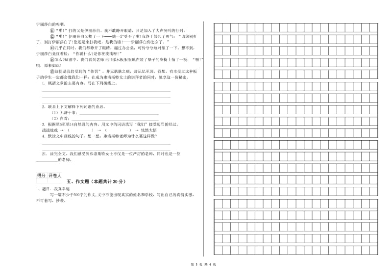 林芝地区重点小学小升初语文模拟考试试题 含答案.doc_第3页