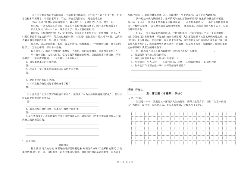 日喀则市重点小学小升初语文综合练习试卷 附答案.doc_第3页