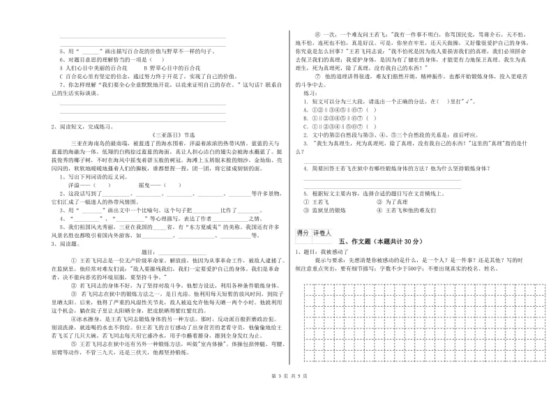 广东省重点小学小升初语文过关检测试题D卷 附答案.doc_第3页