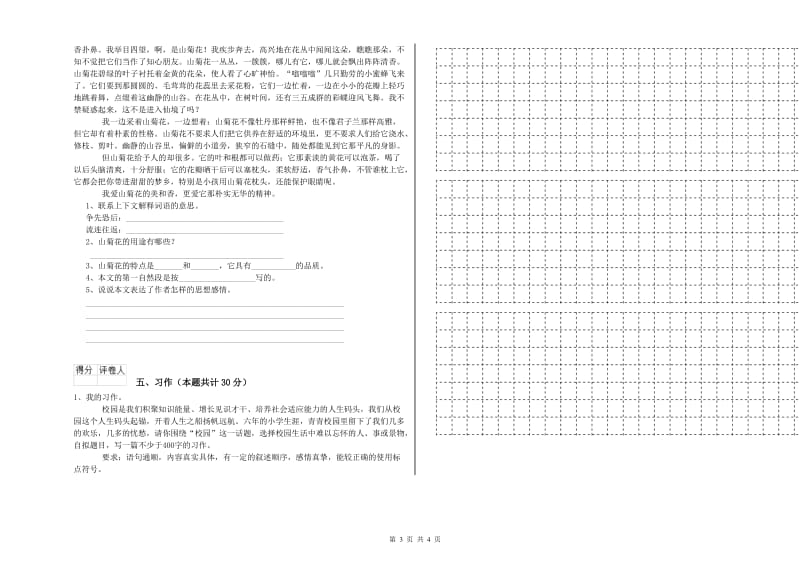 晋城市实验小学六年级语文上学期全真模拟考试试题 含答案.doc_第3页