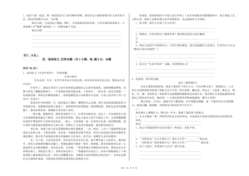 惠州市实验小学六年级语文【下册】过关检测试题 含答案.doc_第2页