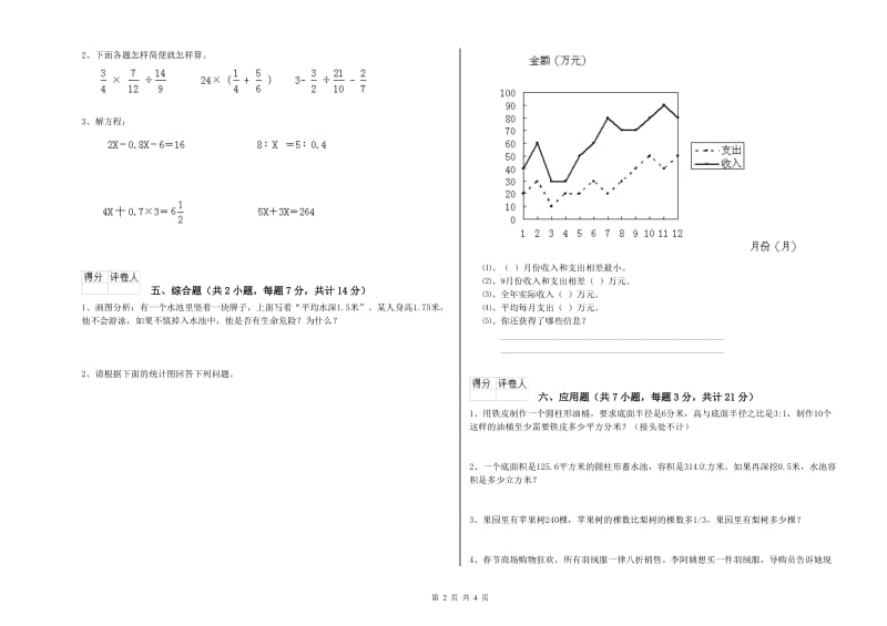 新人教版六年级数学【上册】过关检测试题A卷 附解析.doc_第2页