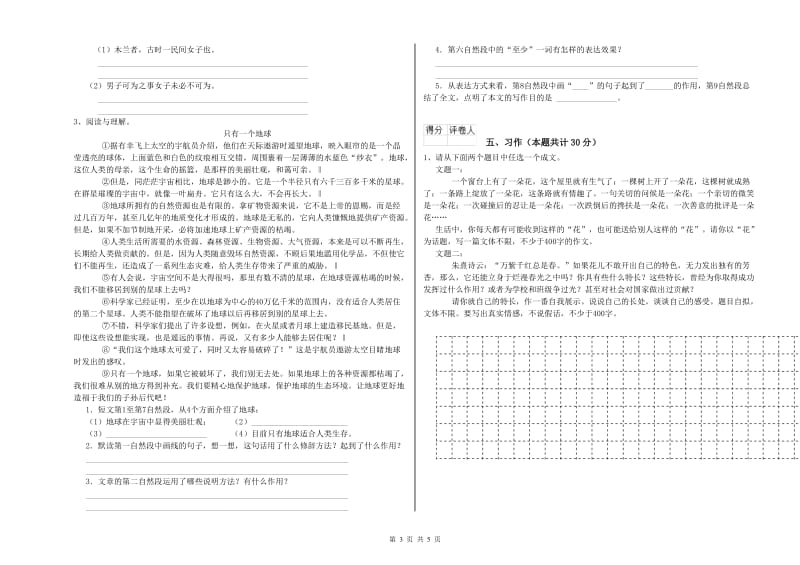 新余市实验小学六年级语文下学期过关检测试题 含答案.doc_第3页